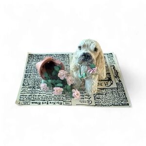Dollhouse Miniature Cocker Spaniel with Newspaper